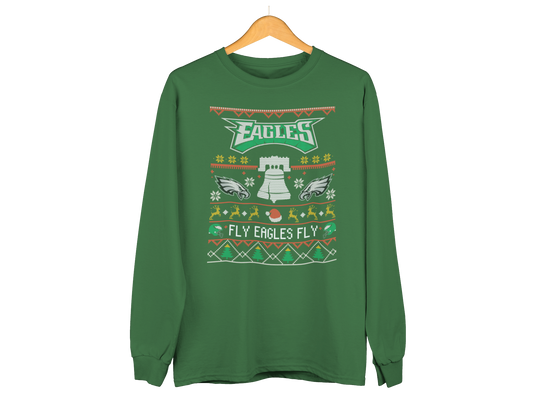 Unisex & Youth Eagles Very Merry Christmas Ugly Sweater Crewneck Sweatshirt
